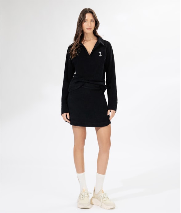 Blusa Polo Atoalhada Preto