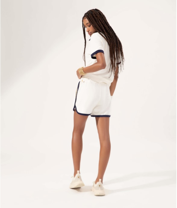 Blusa Polo Atoalhado Bicolor Off White