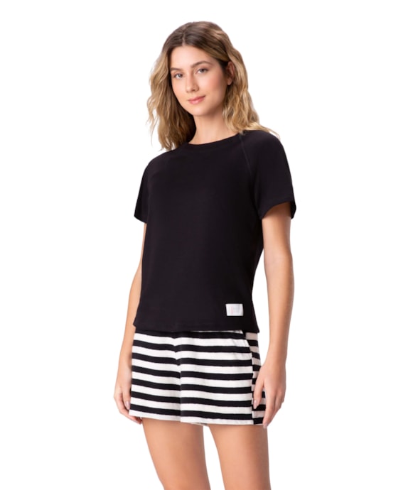 Blusa Raglan Moletom Classic Preto