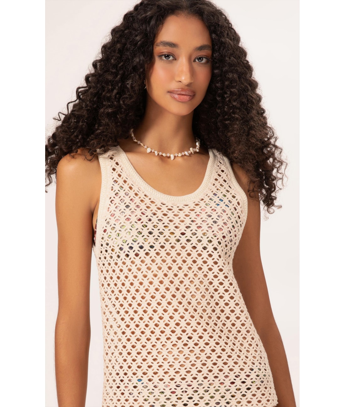 Blusa Regata Cotton Mesh Dourado