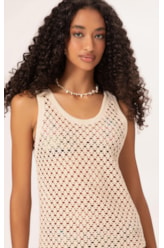 Blusa Regata Cotton Mesh Dourado