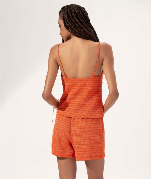 Blusa Regata Liso Texture Laranja