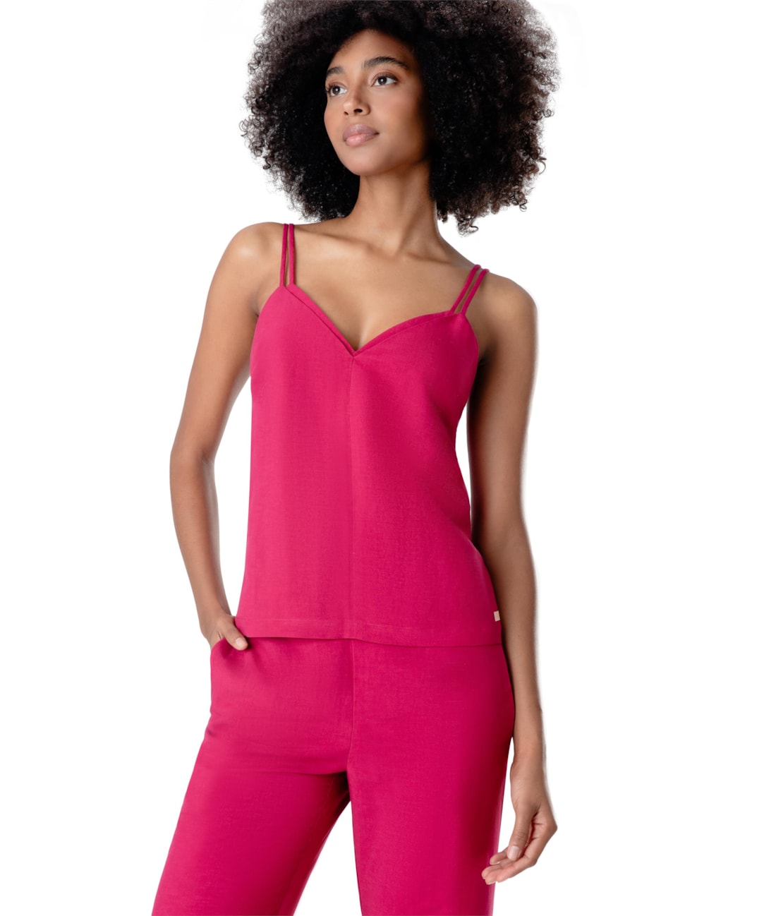 Blusa Regata Visco Linho Pink