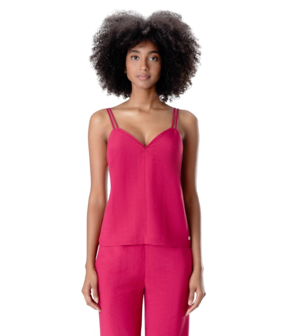 Blusa Regata Visco Linho Pink