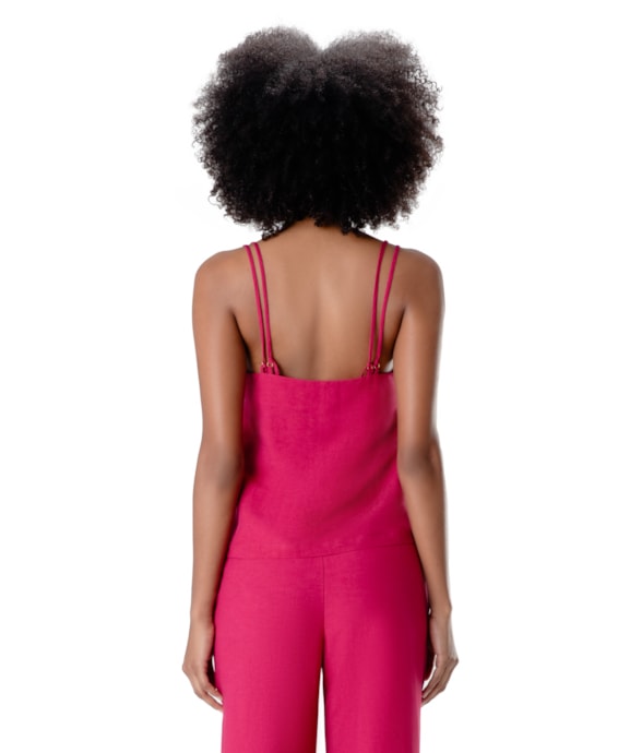 Blusa Regata Visco Linho Pink