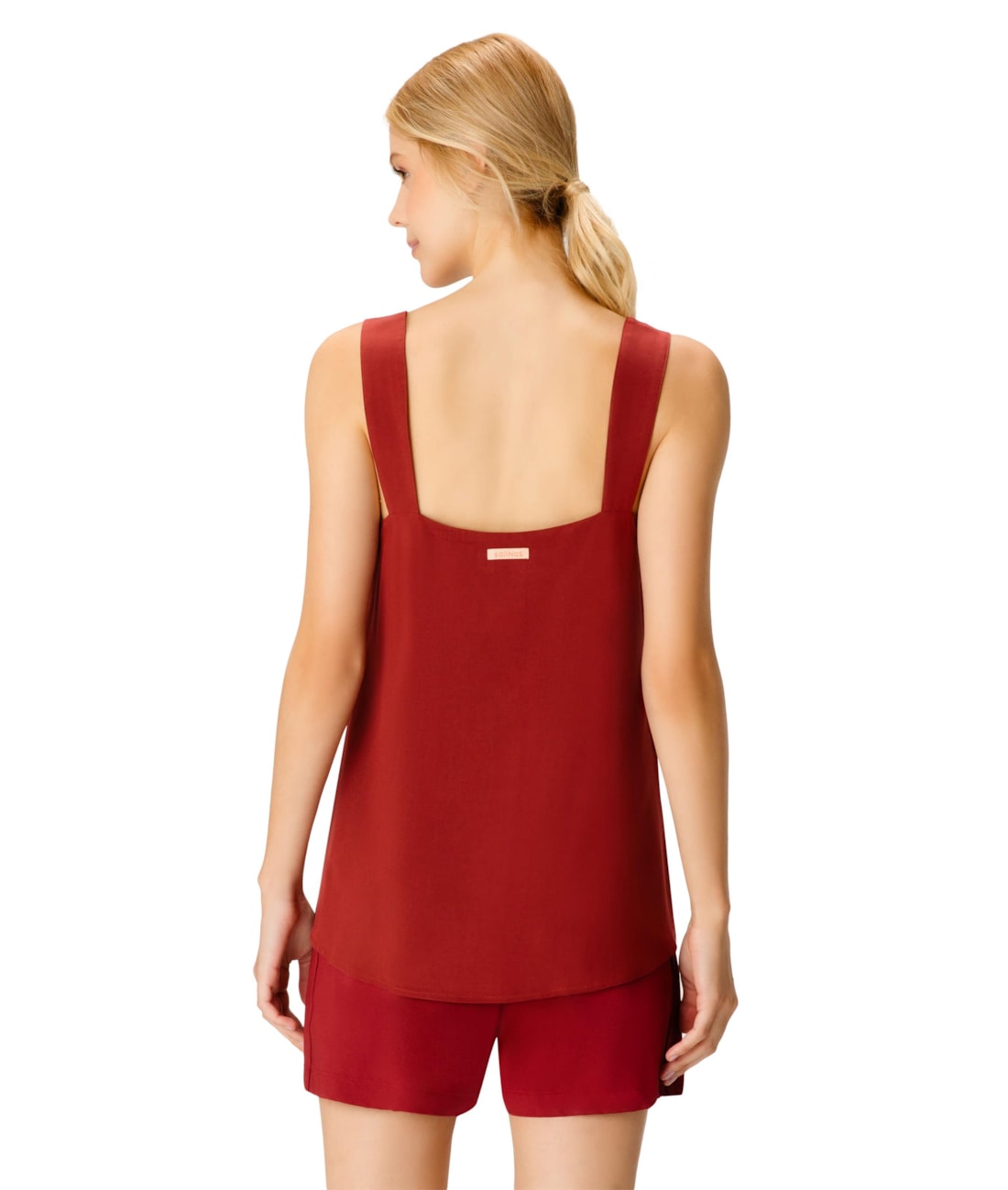 Blusa Resort Fenda Linen Blend Vermelho