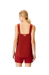 Blusa Resort Fenda Linen Blend Vermelho