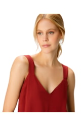 Blusa Resort Fenda Linen Blend Vermelho