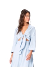 Blusa Resort Linen Blend Azul Claro