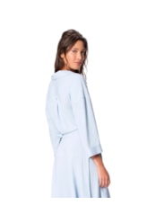 Blusa Resort Linen Blend Azul Claro
