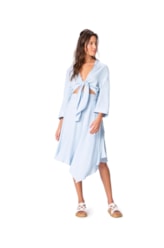 Blusa Resort Linen Blend Azul Claro