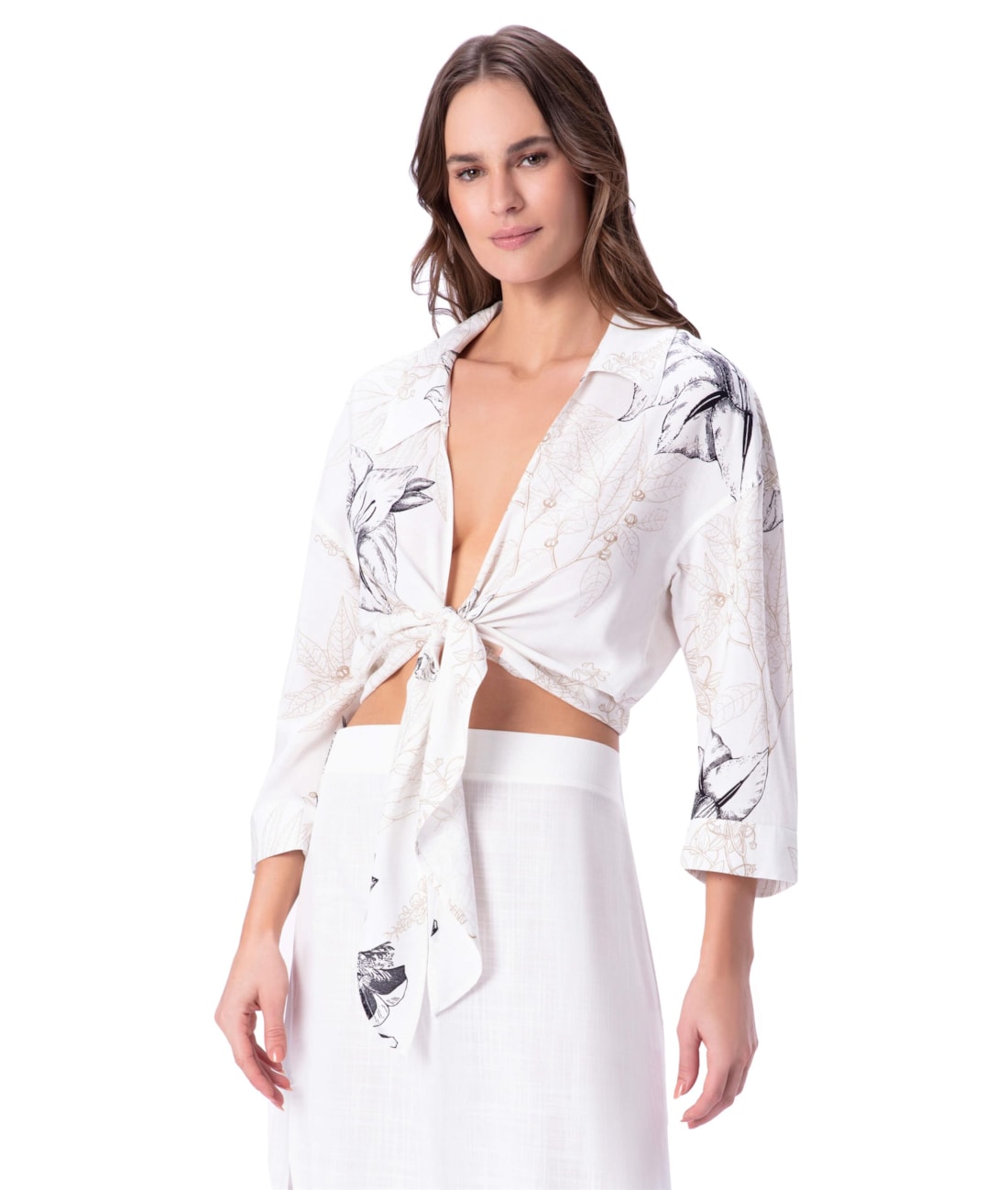 Blusa Resort Linen Blend Off White