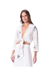 Blusa Resort Linen Blend Off White