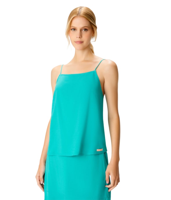 Blusa Resort Linen Blend Verde Agua