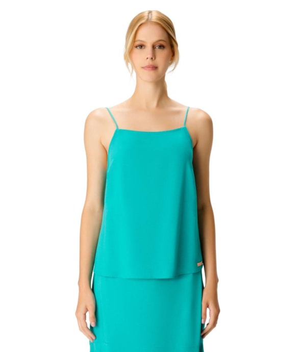 Blusa Resort Linen Blend Verde Agua