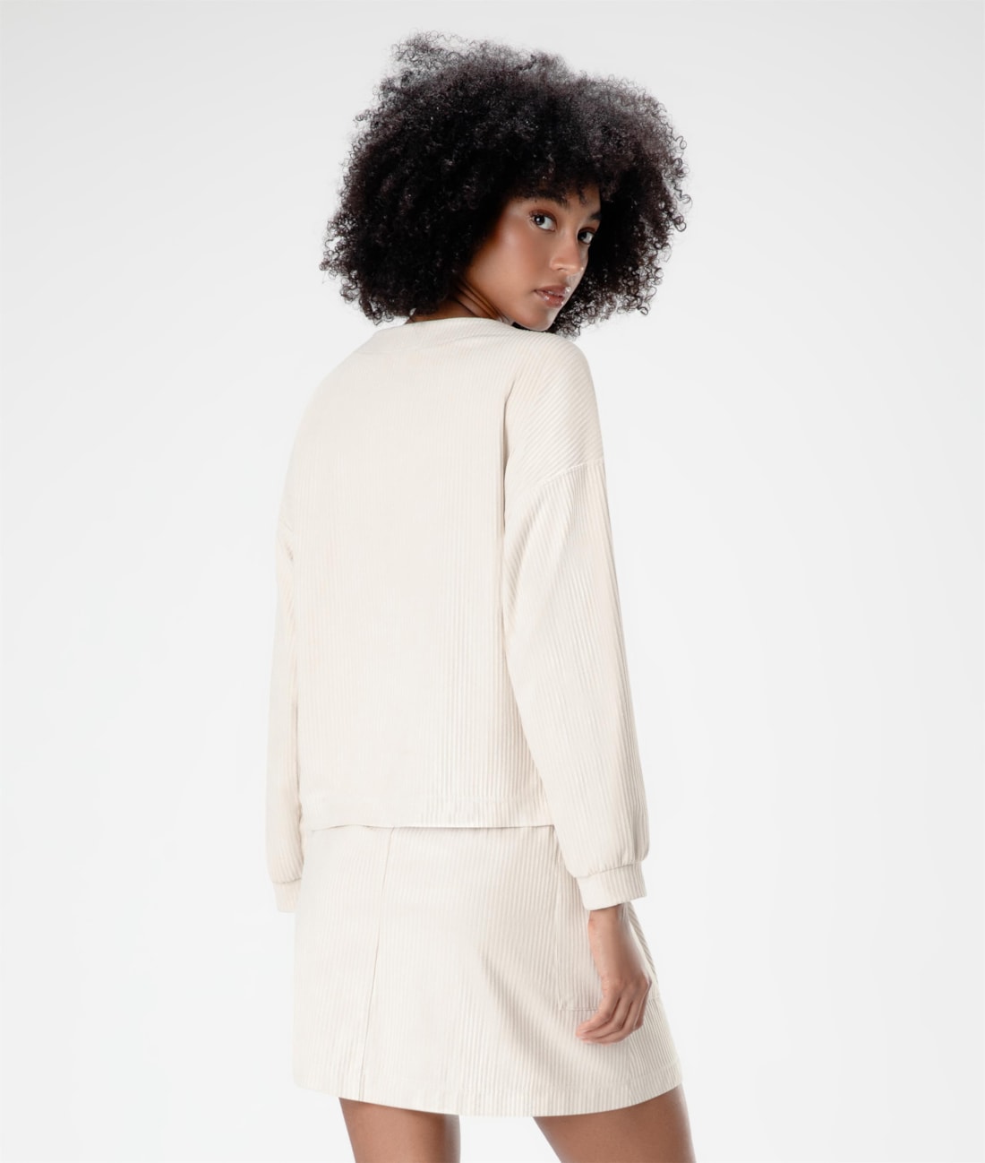Blusa Rib Suede Areia