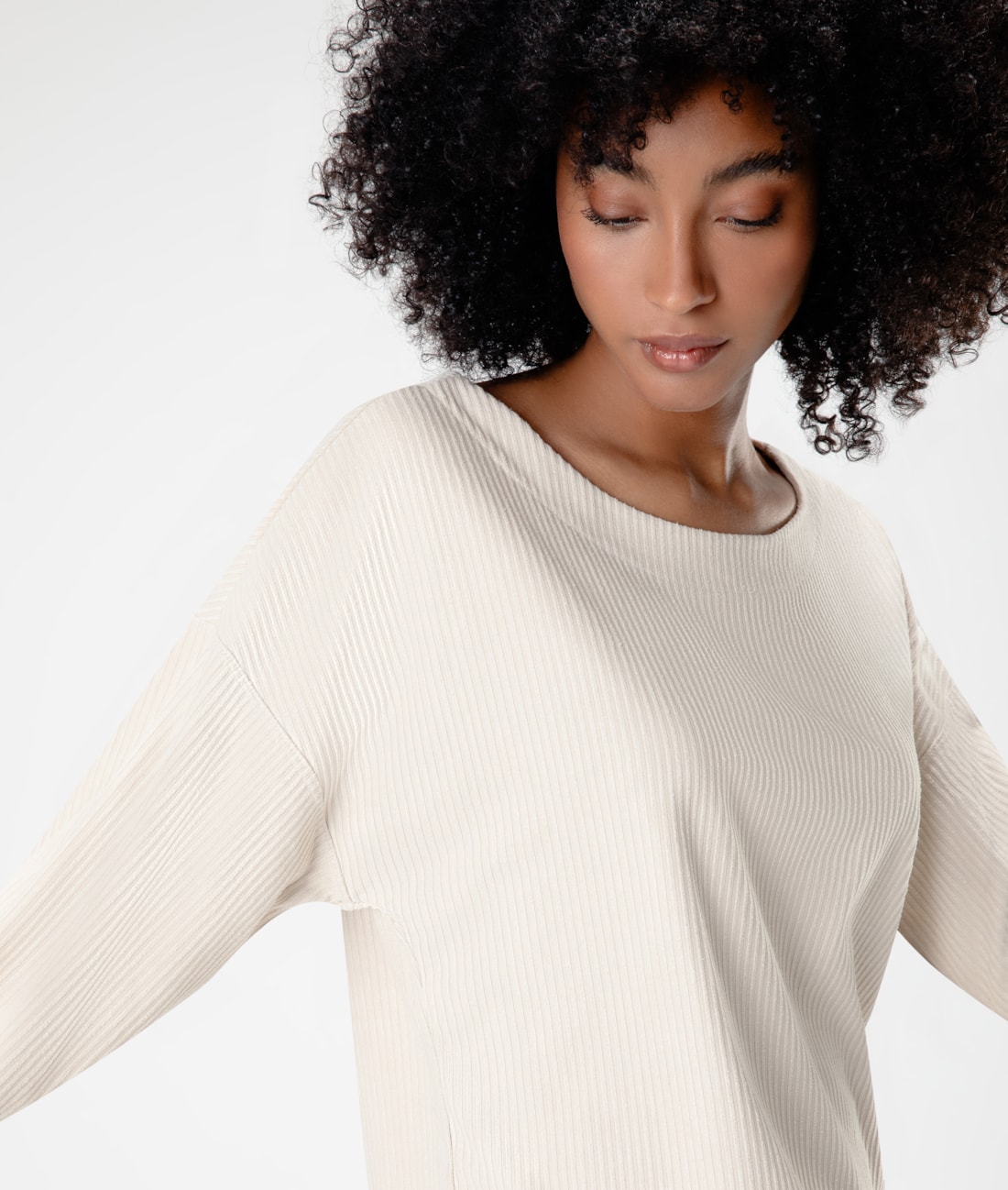 Blusa Rib Suede Areia