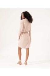 Blusa Transpasse Cordão Crepe Rosa Dusty