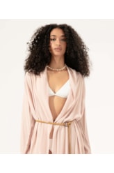 Blusa Transpasse Cordão Crepe Rosa Dusty