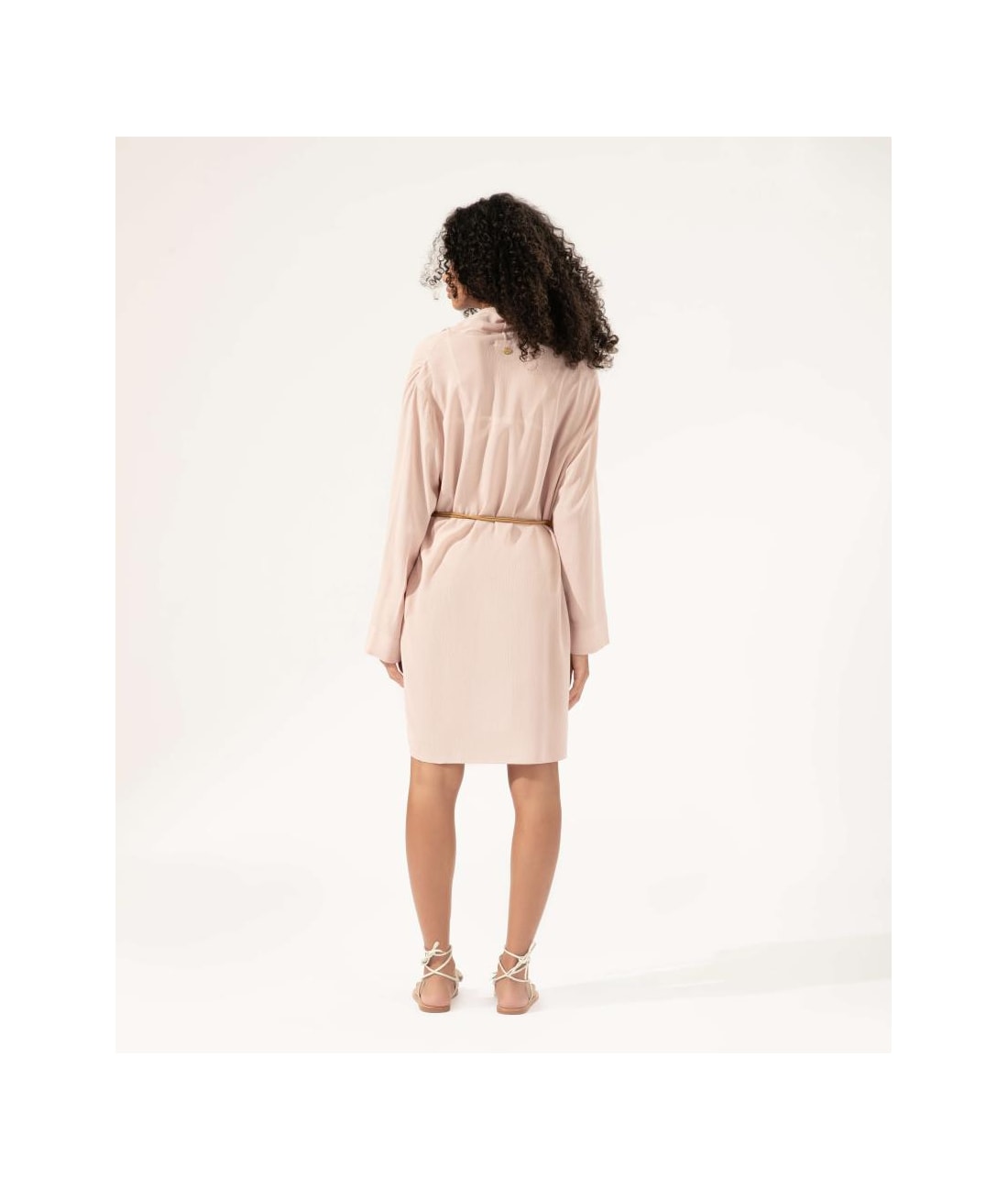 Blusa Transpasse Cordão Crepe Rosa Dusty