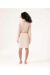 Blusa Transpasse Cordão Crepe Rosa Dusty