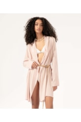 Blusa Transpasse Cordão Crepe Rosa Dusty