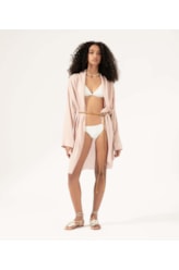 Blusa Transpasse Cordão Crepe Rosa Dusty