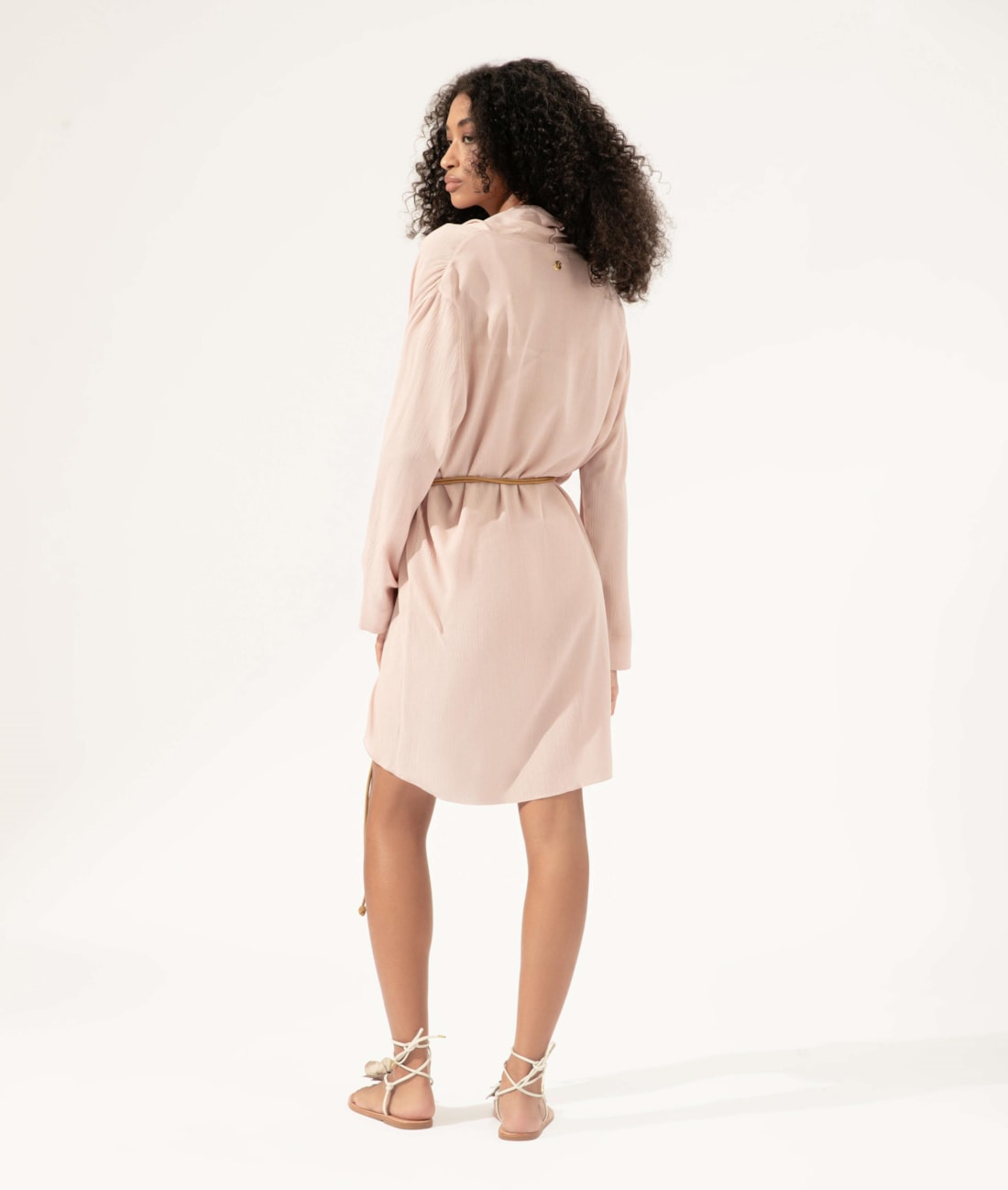Blusa Transpasse Cordão Crepe Rosa Dusty