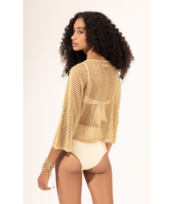 Blusa Tricot Lurex Monaco Dourado