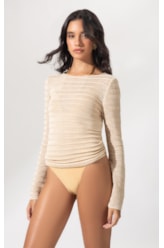 Blusa Tricot Lurex Stripes Natural