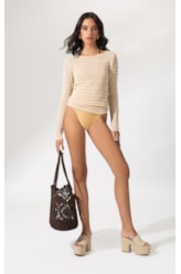 Blusa Tricot Lurex Stripes Natural