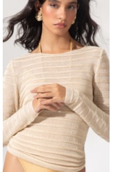 Blusa Tricot Lurex Stripes Natural