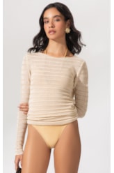Blusa Tricot Lurex Stripes Natural