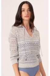 Blusa Tricot Mesh Mescla Azul Jeans Mescla