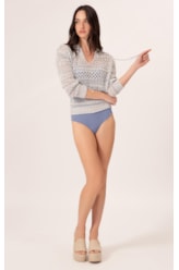 Blusa Tricot Mesh Mescla Azul Jeans Mescla
