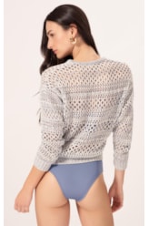 Blusa Tricot Mesh Mescla Azul Jeans Mescla