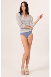 Blusa Tricot Mesh Mescla Azul Jeans Mescla