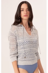 Blusa Tricot Mesh Mescla Azul Jeans Mescla