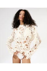 Blusa Tricot Openwork Blossom Off White