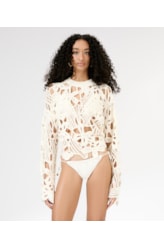 Blusa Tricot Openwork Blossom Off White