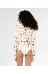 Blusa Tricot Openwork Blossom Off White