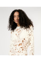 Blusa Tricot Openwork Blossom Off White