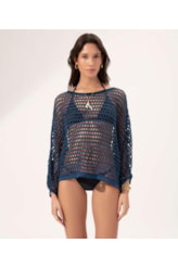 Blusa Tricot Rendado Marinho