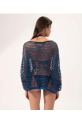 Blusa Tricot Rendado Marinho