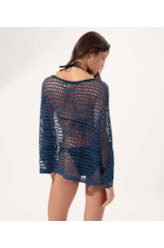 Blusa Tricot Rendado Marinho