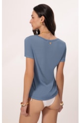 Blusa Visco Tricot Azul Jeans