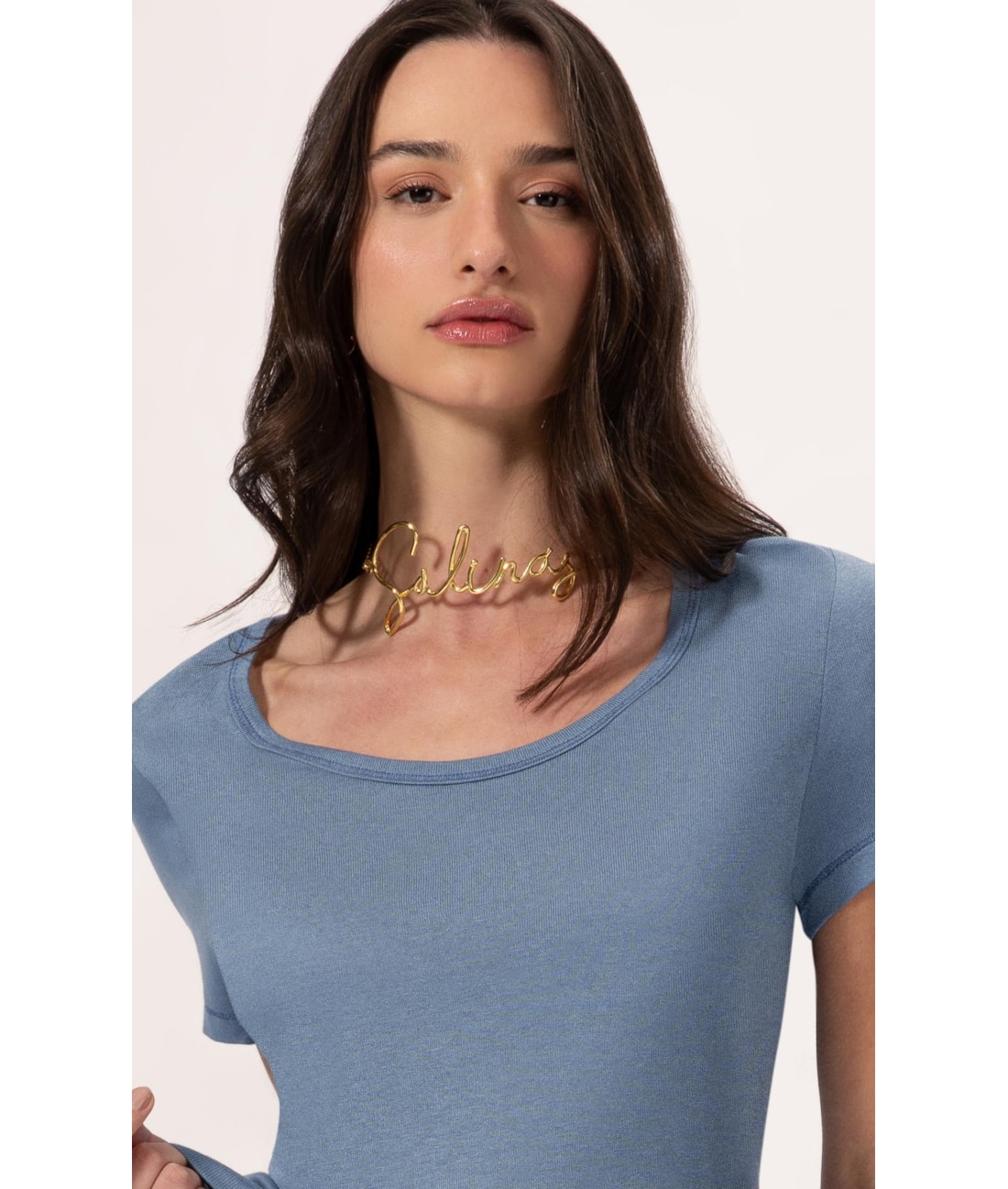Blusa Visco Tricot Azul Jeans