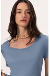 Blusa Visco Tricot Azul Jeans
