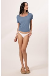 Blusa Visco Tricot Azul Jeans
