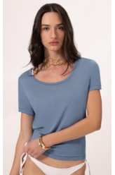 Blusa Visco Tricot Azul Jeans